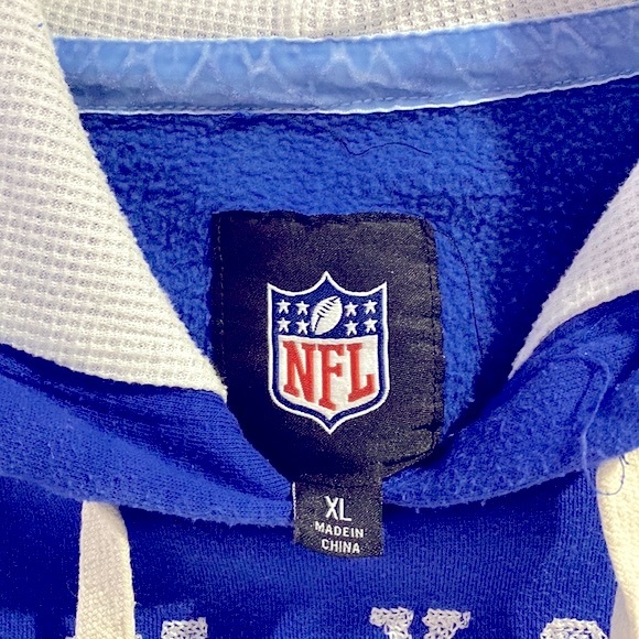Vintage Style NFL New York Giants Embroidered Logos Blue Hoodie Men's Size XL !! - Picture 4 of 8
